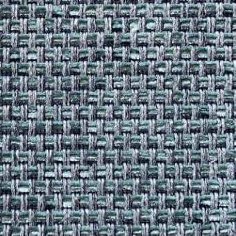 Woven fabric texture, muted teal and silver-gray, irregular grid pattern with raised nubby surface; Presotto fabric sample labeled ‘f drp20’.