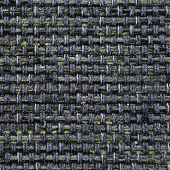 Dark gray twill fabric with muted gold and silvery-white threads, displaying a dense, speckled weave and subtle diagonal ribs; presotto fabric sample.