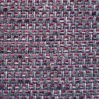 Woven fabric texture, rose-mauve and gray-charcoal, grid pattern with nubby surface; sample displays “presotto” fabric code f drp31.