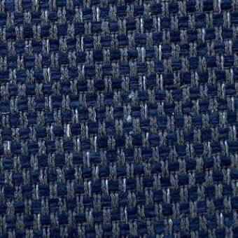 Presotto fabric sample, navy blue woven textile, dense basketweave texture with silver-gray thread accents and a matte finish.