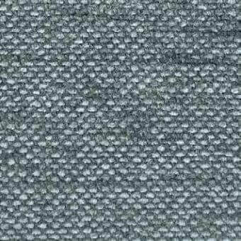 Woven fabric texture, muted gray tone, repeating circular pattern in a grid layout, dense construction, heathered effect, tactile surface.