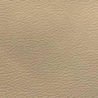Light beige full-grain leather texture with fine pores, matte finish, and subtle tonal variations; Presotto fabric sample ‘f time992’.