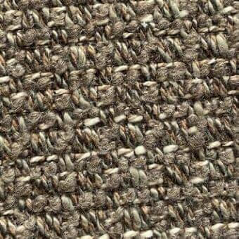 Tavolara fabric sample, brown and beige tweed, dense nubby weave with cream threads, matte texture, Presotto G Tav04 collection.