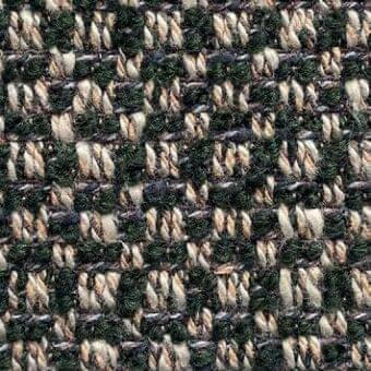 Presotto Tavolara fabric G Tav13, dark green and beige woven texture with knotted yarns and a speckled, mosaic-like pattern.