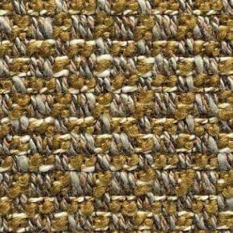 Tavolara fabric G Tav14, gold and beige woven texture with gray threads, dense irregular nubby weave, boucle-like appearance.