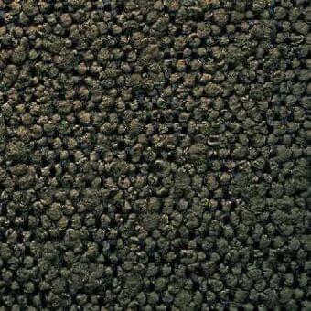 Woven fabric texture, dark olive green with repeating rounded pebble pattern, black grid structure, uneven granular surface.