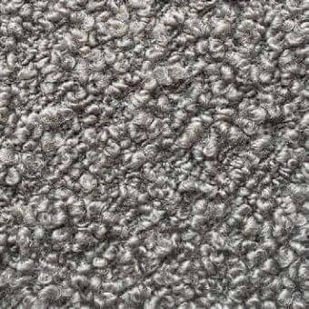Presotto fabric texture, looped pile in gray, heathered appearance with irregular fiber density; “cloud” m cld2803 collection.