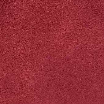 Presotto leather sample, bordeaux nubuck, dense granular texture with tonal variations, soft velvety finish.
