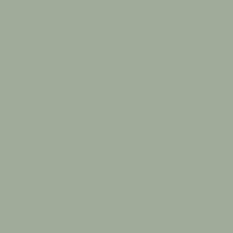 Verde quarzo lacquered finish swatch, rectangular shape, muted cool-toned green with gray undertones, smooth reflective surface.