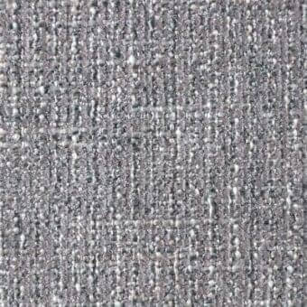 Reflex Dublino fabric sample, gull gray tweed with dense irregular weave, speckled texture, matte finish, and compact grid-like structure.