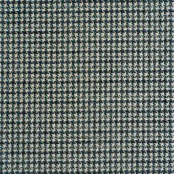 Woven textile sample, cream and teal check pattern, dense grid structure, matte finish, Reflex fabric, Carnaby Street collection.