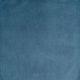 Teal velvet fabric sample with vertical ribbed weave, displaying a subtle sheen and a “reflex > fabric > venezia > 27 nepal” label.