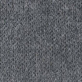 Reflex fabric sample, medium gray, short pile texture with granular appearance; Via Baguta Nevada collection, matte finish, includes dark grommet.