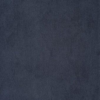 Dark blue nubuck leather texture sample displaying a dense, short pile and subtle mottled effect with imprinted material identification.