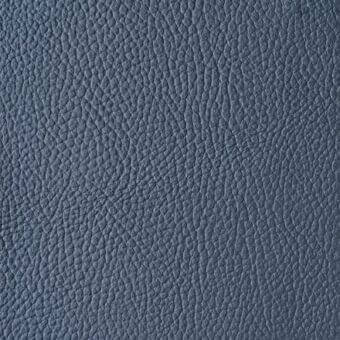 Blue leather texture sample, pebble grain pattern, matte finish, natural creases, muted tone, durable material for upholstery applications.