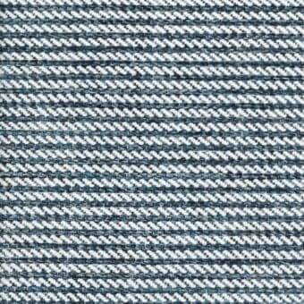 Striped textile sample with muted teal and off-white woven in a dense, textured pattern; horizontal weave suggests upholstery fabric.
