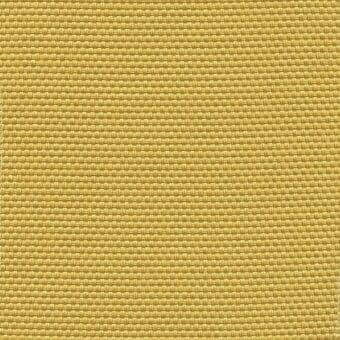 Woven fabric sample, ochre color, grid pattern; dense, matte texture created by intersecting horizontal and vertical threads; studio lighting.