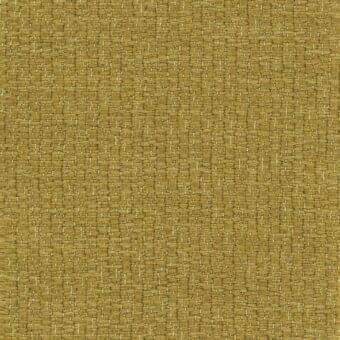 Woven fabric sample, muted mustard yellow, dense regular pattern with intersecting threads creating a slightly rough matte surface.