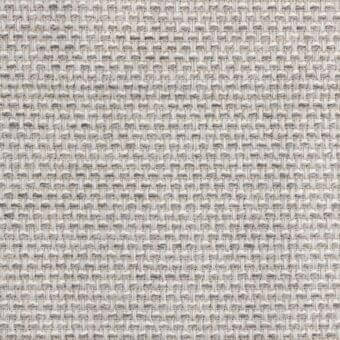 Grey acrylic mesh fabric displaying a dense, uniform weave with beige interlaced threads and a subtle sheen, forming a grid-like texture.