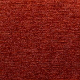 Terra velvet fabric sample, reddish-brown color, dense vertical striation, soft plush texture, tonal variations, Royal Botania acrylic collection.