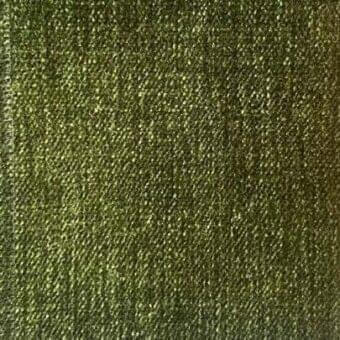Olive-green Rugiano rug with a dense, short-fiber texture and darker green border, presented against a neutral backdrop.