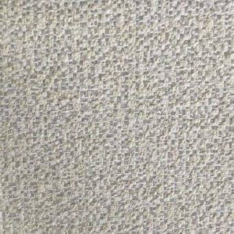 Rugiano indoor fabric sample, muted gray tweed with beige and off-white speckled weave, dense plain structure, matte finish.