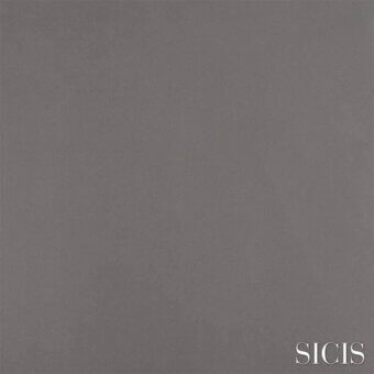 Sicis Emera fabric sample in grey showcases a matte, textured surface with a speckled appearance and brand name text.