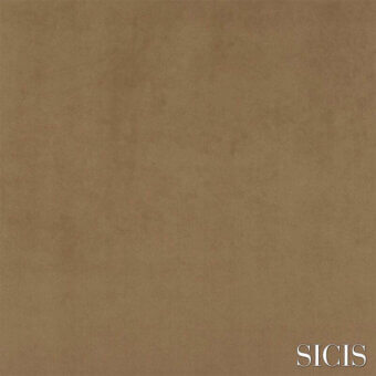 Nubuck fabric texture in camel tone, exhibiting a mottled surface and velvety nap, with “SICIS” logo in white.