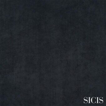 Dark taupe velvet fabric texture with a mottled, granular nap, displaying a matte finish and subtle tonal variations; SICIS logo present.