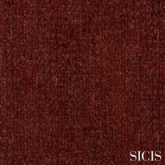 Burgundy woven fabric texture with irregular grid pattern, metallic shimmer, and SICIS eliodoro branding.