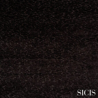 Sicis noctis obsidian fabric texture displaying a dense, matte black woven pattern with subtle peaks and valleys, featuring white SICIS branding.