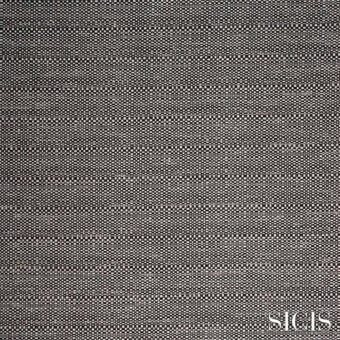 Black and gray woven fabric sample with a tweed-like texture, featuring the “SICIS” brand name in white lettering.