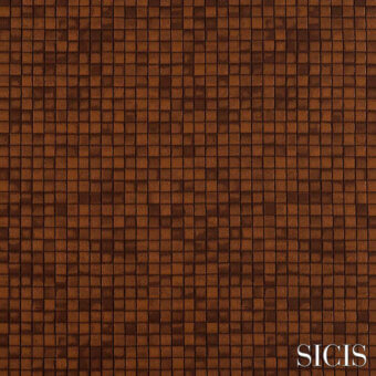 Sicis Cardea Bronze fabric texture displaying a grid of small, square tiles in medium-brown with a matte, basketweave construction.