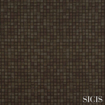 Sicis Cardea fabric texture sample in slate gray, displaying a grid pattern of woven square tiles with a matte finish.