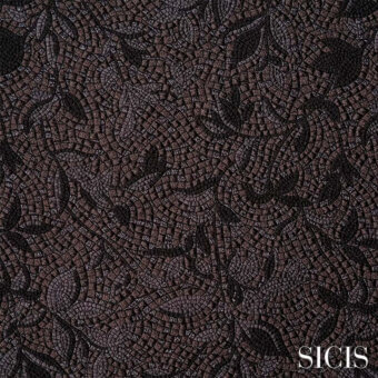 Gray and brown tessellated fabric texture, ‘zaira smoke’ design, featuring swirling organic pattern and subtle reflective surface.