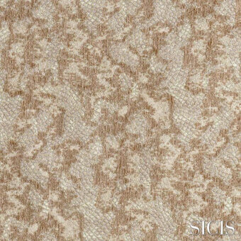 Sicis Samarcanda ivory fabric texture with embossed floral pattern, woven threads, and subtle tonal contrast; brand name visible.