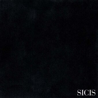 Black leather texture sample displaying a fine granular pattern, with “SICIS” branding and “hamptons black” color labeling.
