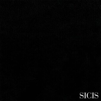 Black Nevada Night leather texture with granular grain, matte finish, and subtle tone variations; SICIS branding in lower right.
