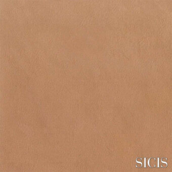 Sicis Nevada leather sample, sand beige color, matte finish with granular texture and subtle particle distribution, white brand text.