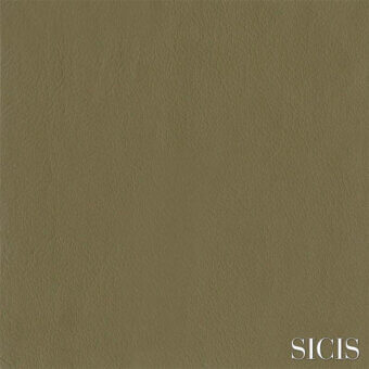 Sage green leather texture with a fine pebbled grain, displaying a matte finish and the “SICIS” brand name.