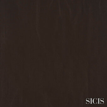Dark brown leather texture, Sicis Oregon Wengé, displays a matte finish with natural grain and subtle vertical striations.