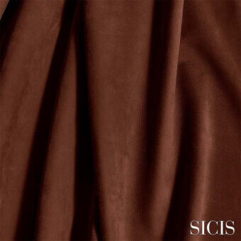 Brown leather material, SICIS Vermont Gingerbread, displays a smooth grain texture with vertical pleats and soft, diffused lighting.