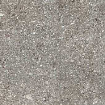 Gray aggregate texture with mottled cement and stone inclusions, displaying a dense, porous pattern suitable for flooring or wall coverings.
