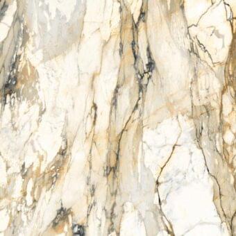 Marble texture sample, creamy white with gray and beige veining, displaying irregular swirls and a polished surface.