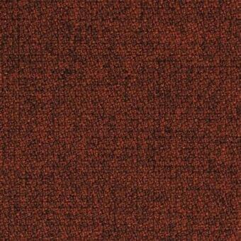 Carmine fabric sample with dense, mottled texture; short-pile weave features charcoal flecks, identified as Sovet Italia “Step” F05, code 63075.