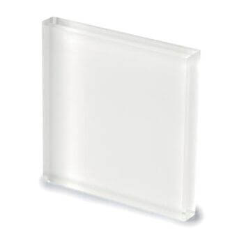Lacquered glass panel, milky white, rectangular shape with matte finish and diffused light, studio shot on white background.