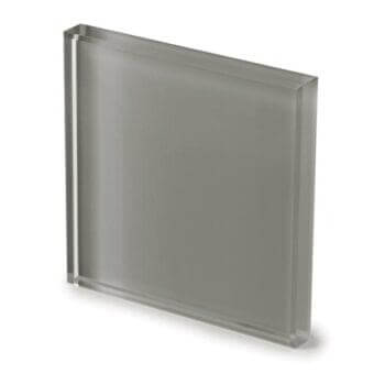 Lacquered glass block, gray tinted, one inch thick with polished edges and matte, textured surface; Tec2 clay finish.