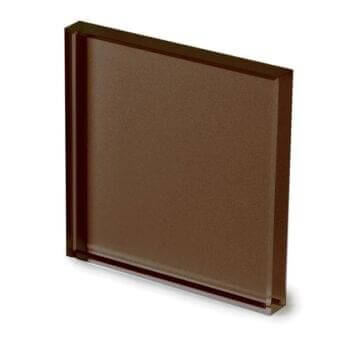 Lacquered glass panel, tobacco brown, with a thick dark brown frame and textured surface, studio product shot.
