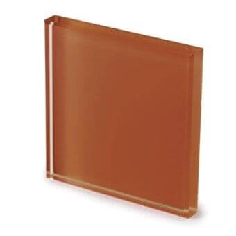Translucent glass block, ter4 rust lacquer finish, rectangular shape with sharp edges and subtle shadow on white background.