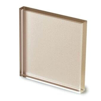 Lacquered glass panel, champagne color, beveled edges, square shape, subtle granular texture, minimalist design, studio lighting.